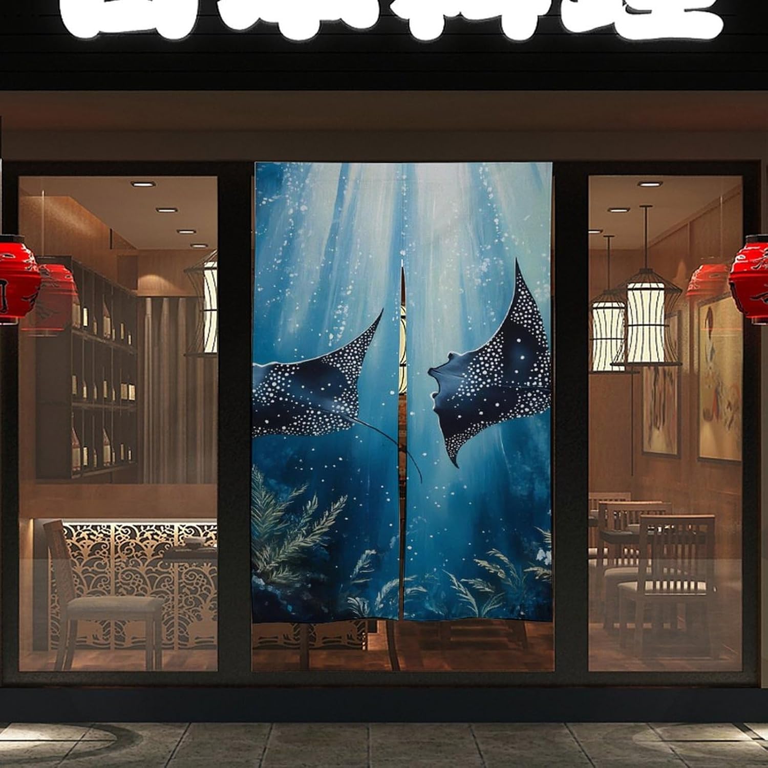 Manta Rays Ocean Noren Doorway Curtains Darkening Drapes Room Divider