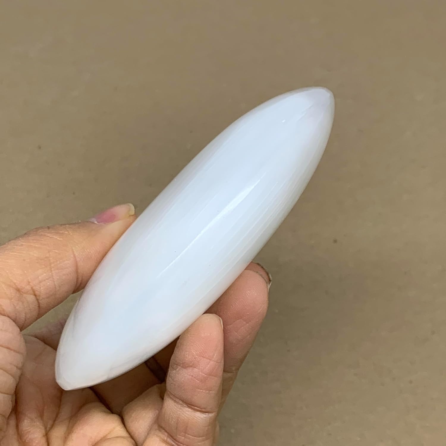 WatanGems Large Natural Selenite Palm-Stone Crystal Pillow Shape 06lbs