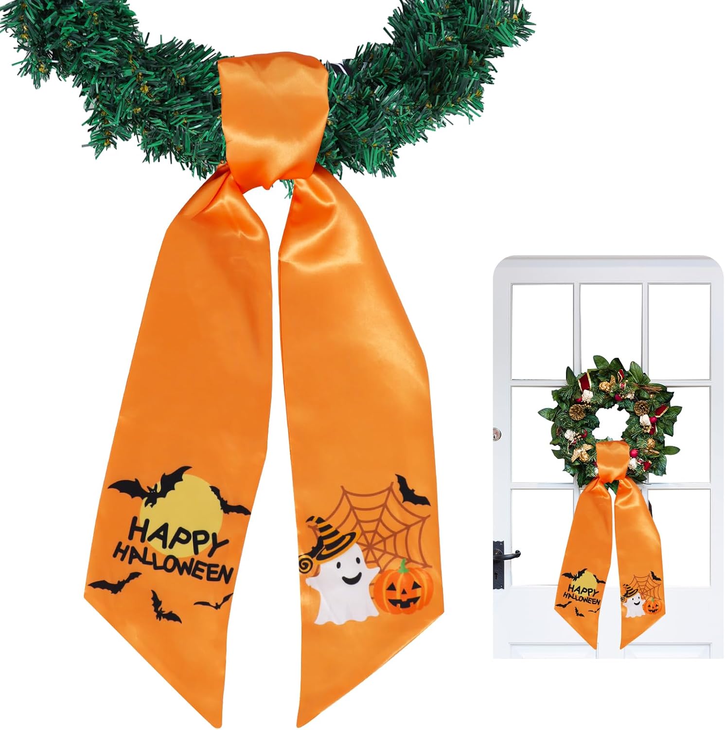 TONIFUL Halloween Wreath Sash for Front Door