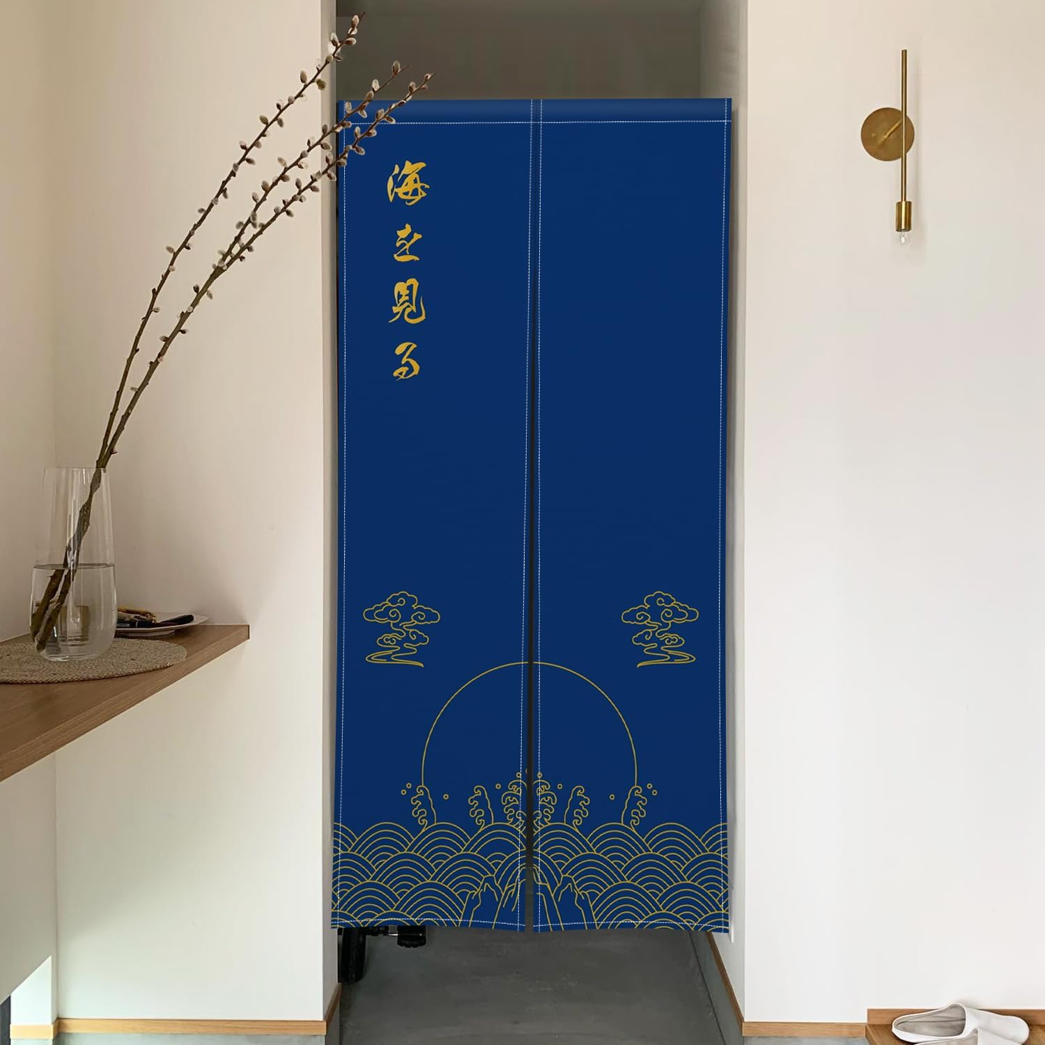 Japanese Noren Door Curtain with Lucky Clouds Pattern