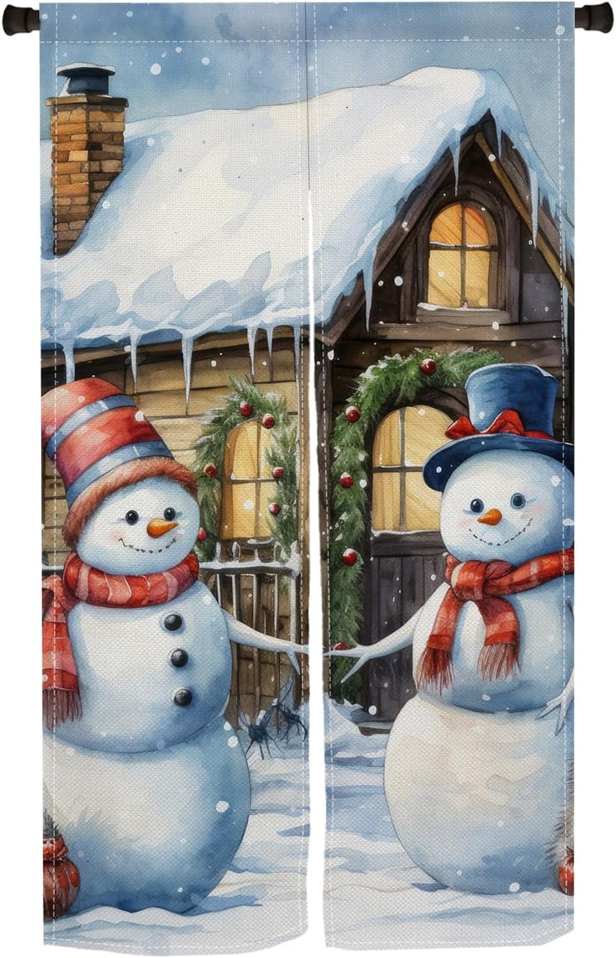 ChloropLastid Snowman Noren Door Curtain 34x60 Inch