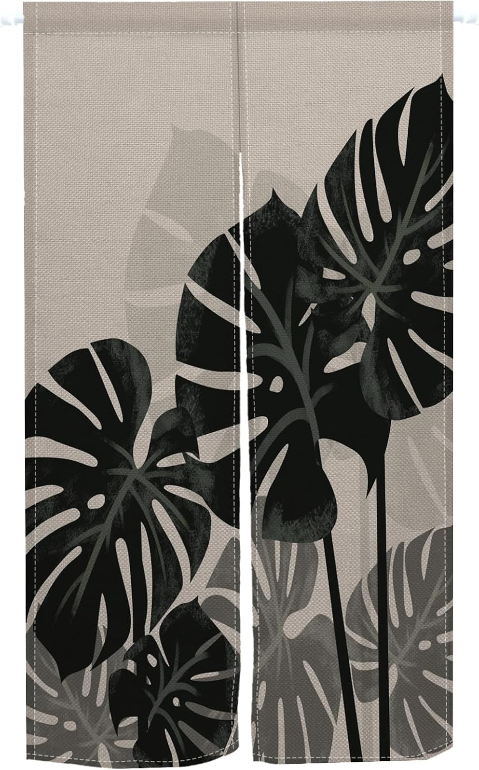 Leowefowa Japanese Noren Door Curtain with Tropical Leaves Pattern