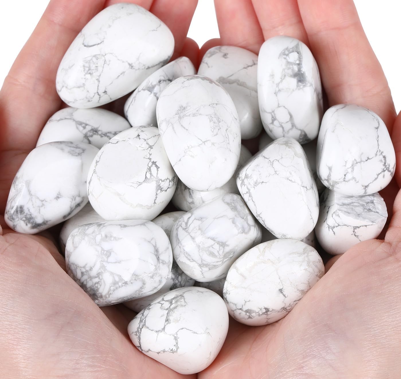Qinjiejie 09lbs White Howlite Tumbled Stones Set