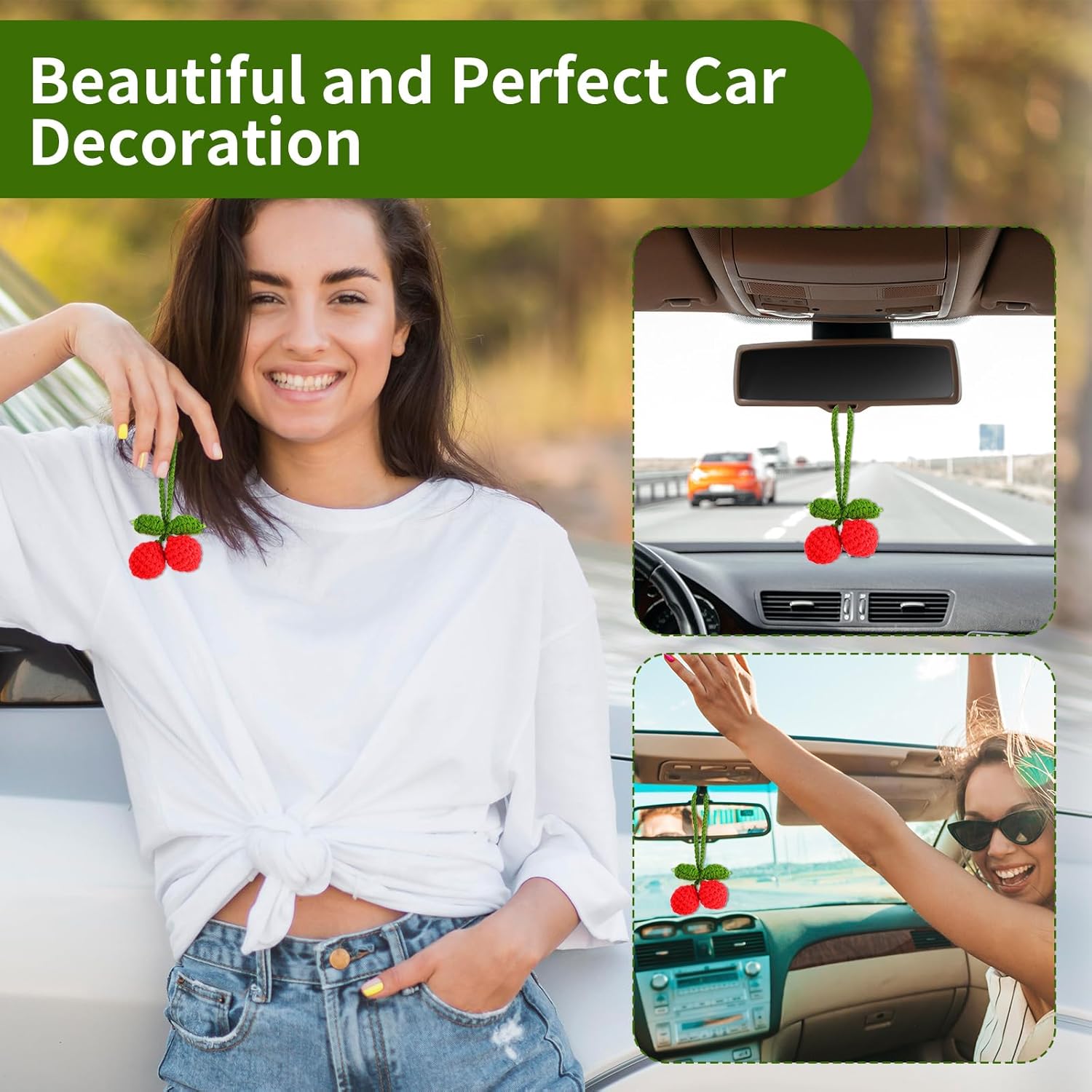 Cute Cherry Car Mirror Hanging Ornament