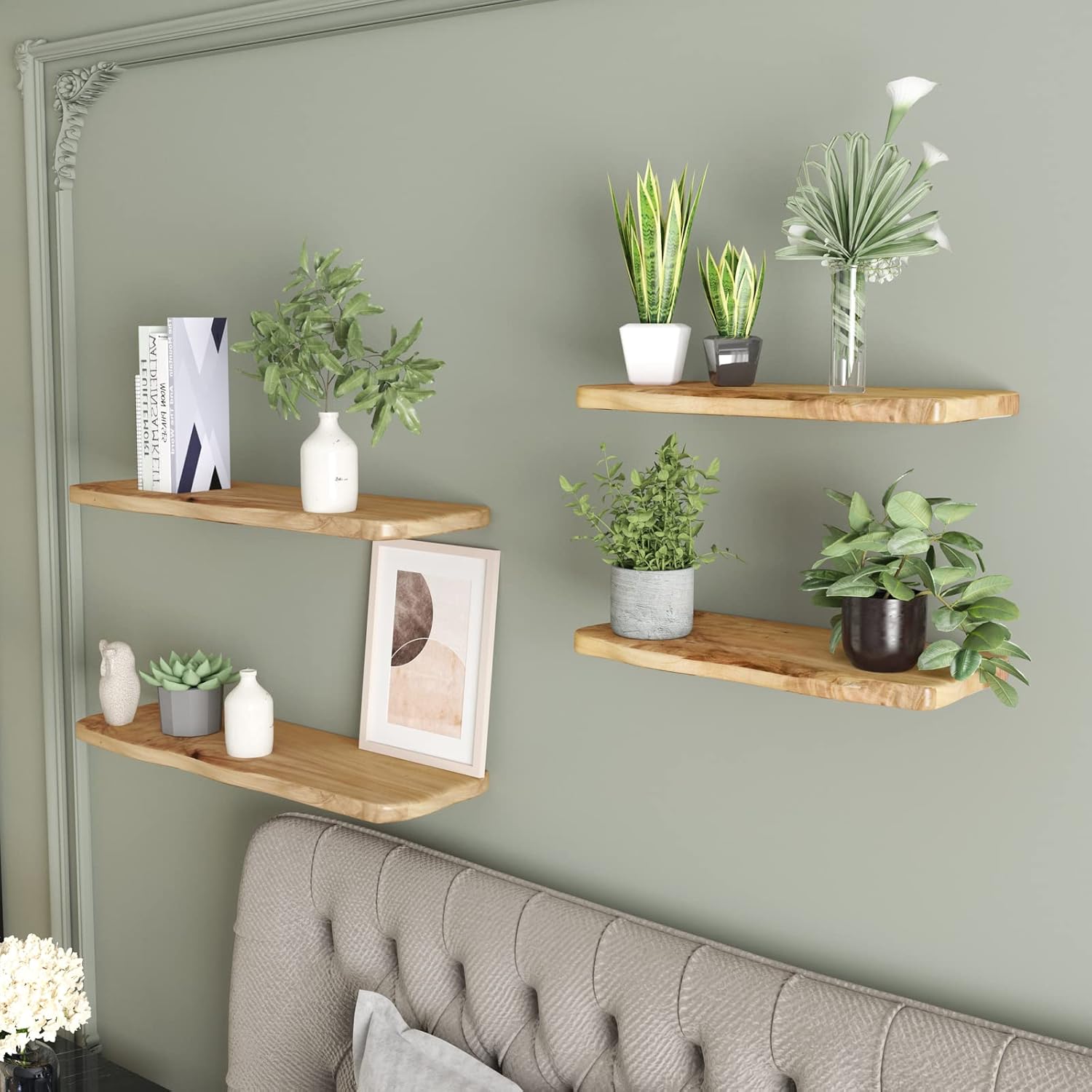 WELLAND 16 Inch Cedar Floating Shelf Set of 2