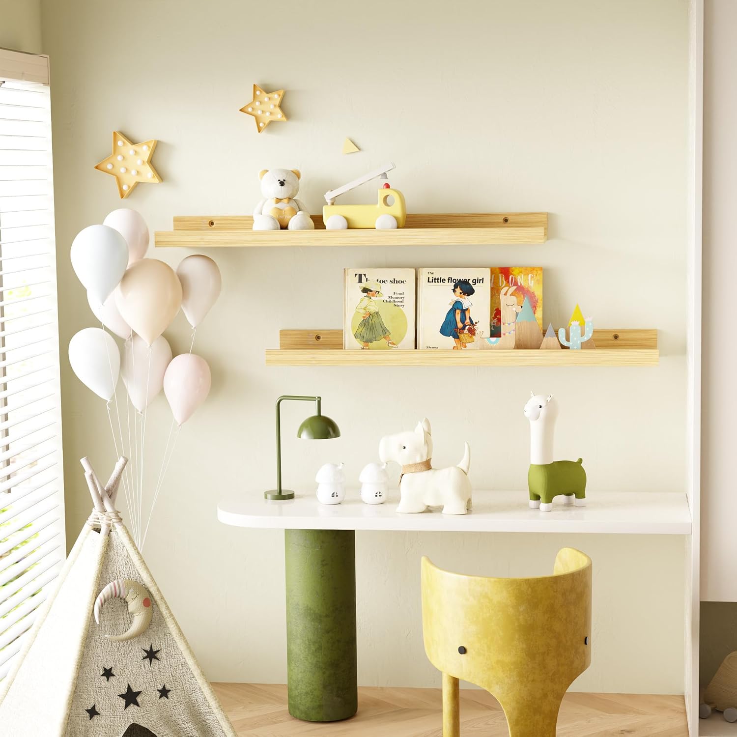 24 Inch Bamboo Floating Shelves Set of 2