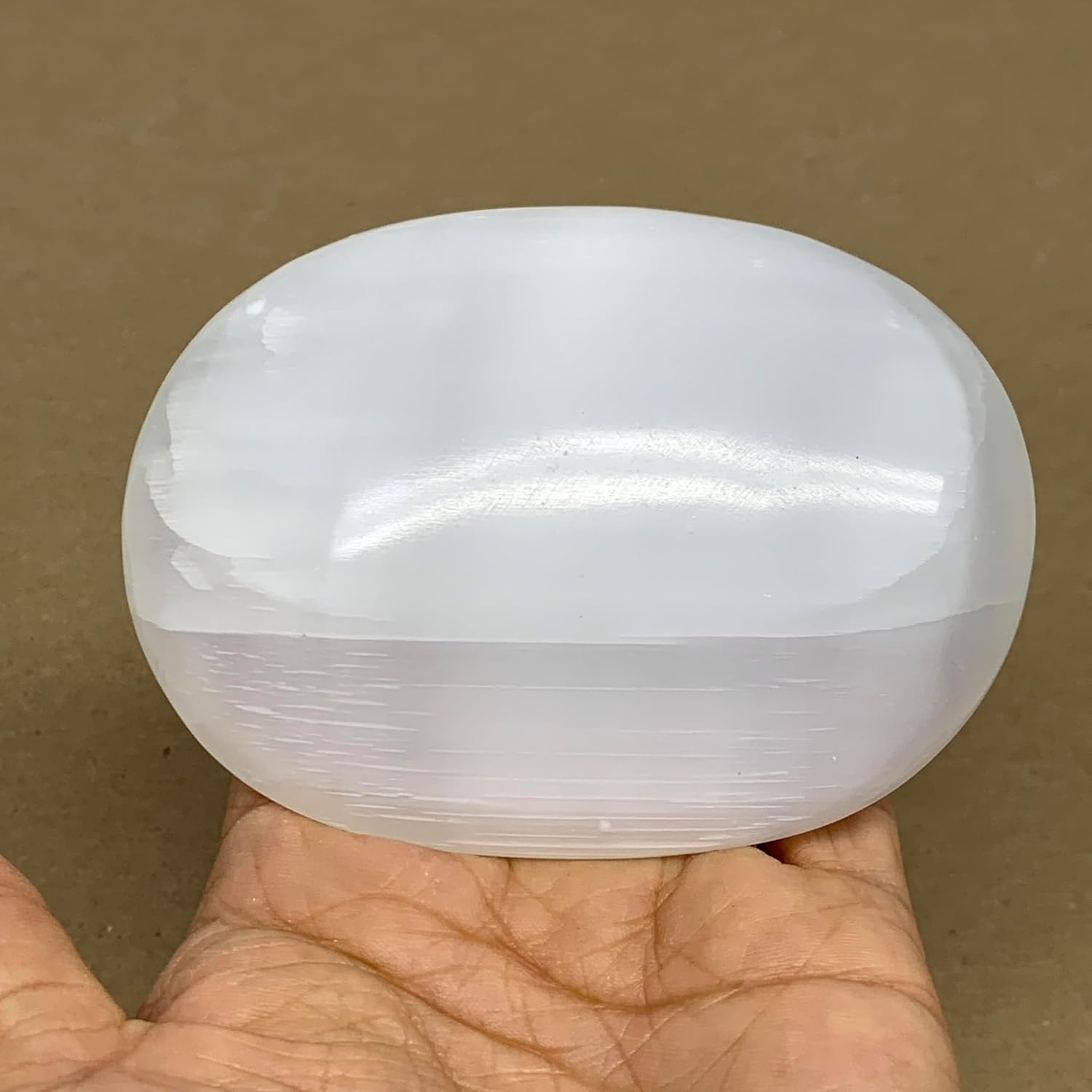 WatanGems Large Natural Selenite Palm-Stone Crystal Pillow Shape 056 lbs B36116