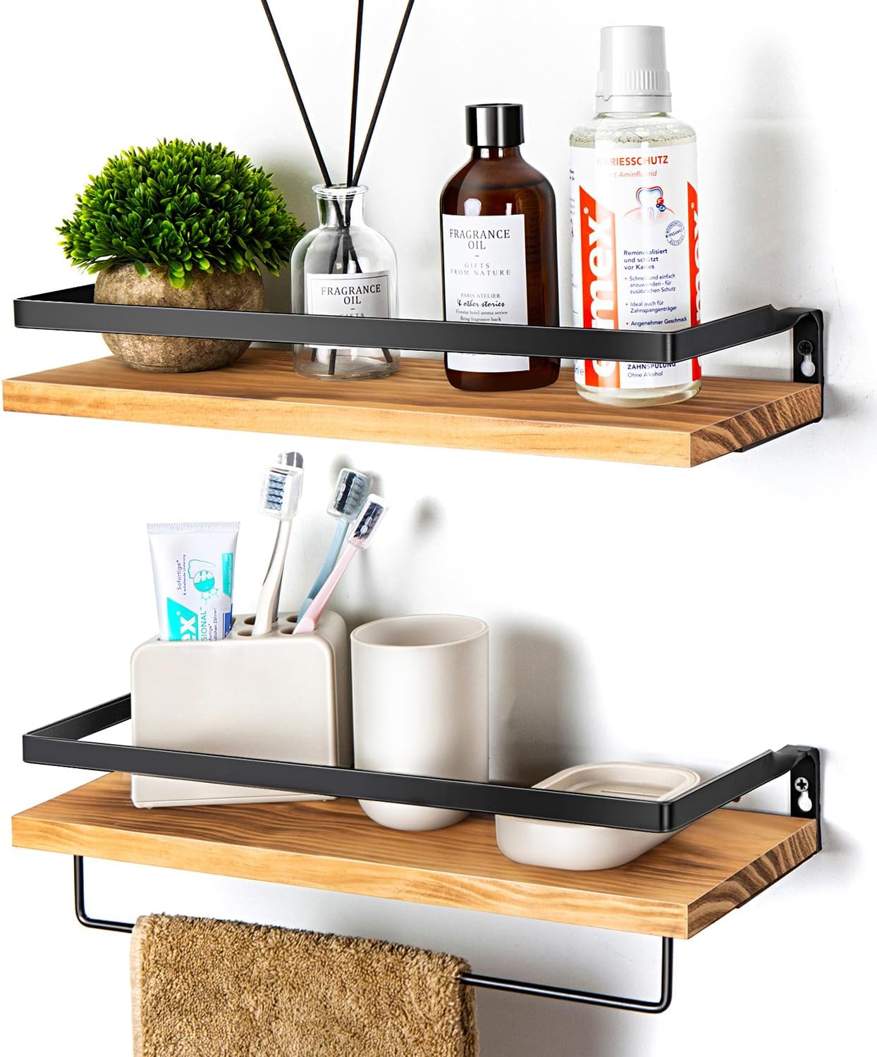 Floating Shelves for Wall Set of 2 Carbonized Black