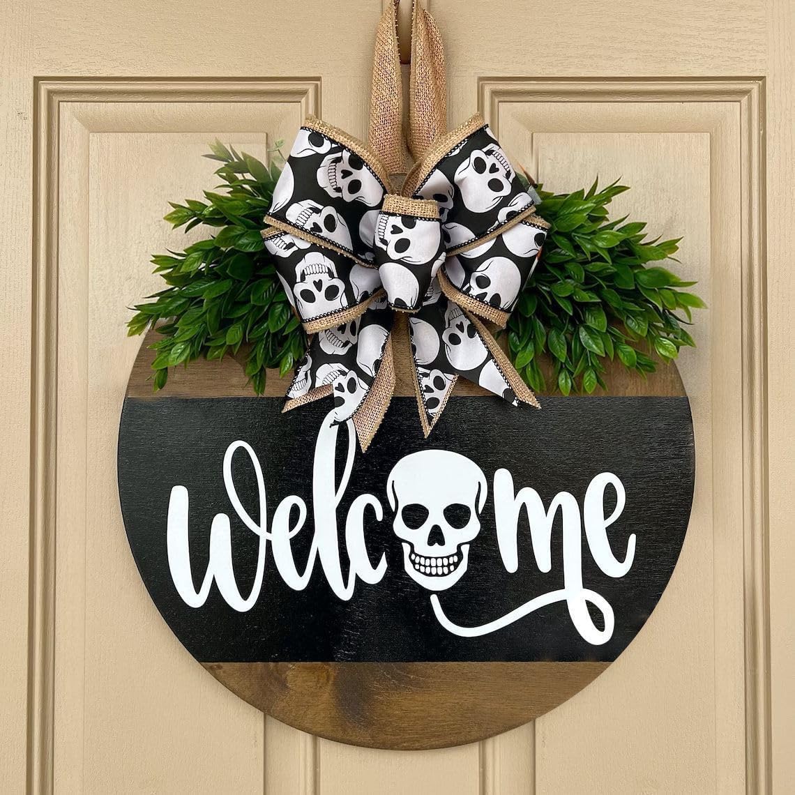 Wenmaqin Halloween Wreath Door Decor Sign
