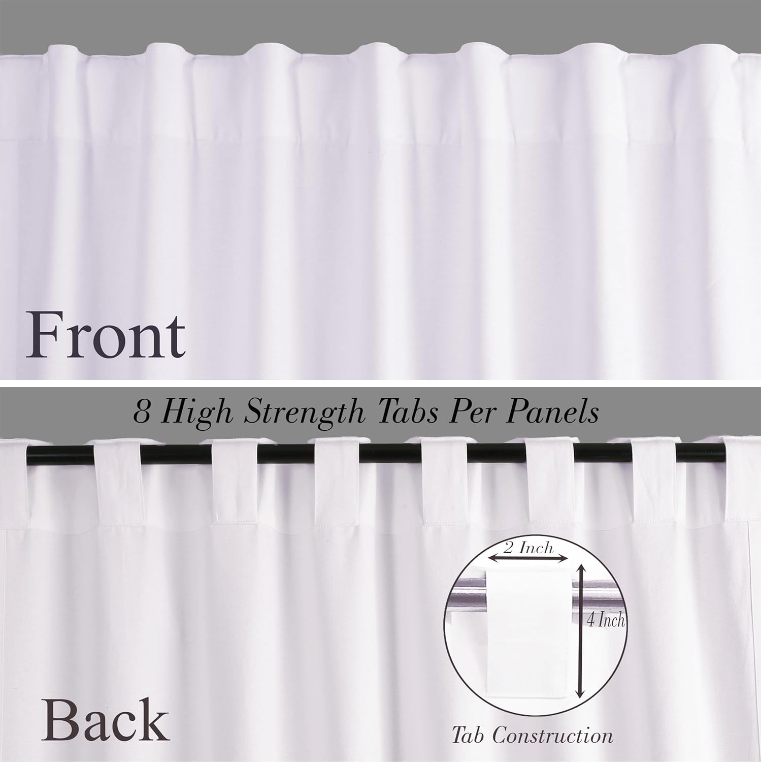 Goroly Home White Cotton Curtains 96 Inch Panels 2 Pc