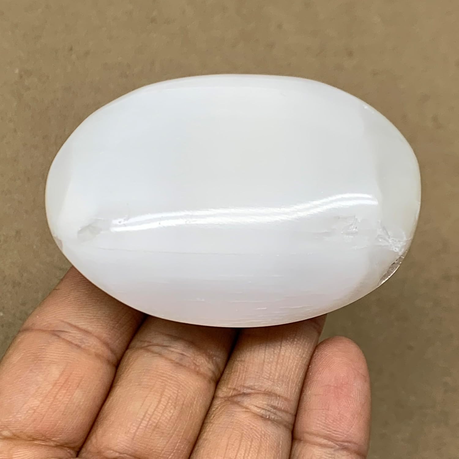 110g Natural Selenite Palm-Stone Crystal Pillow Shape