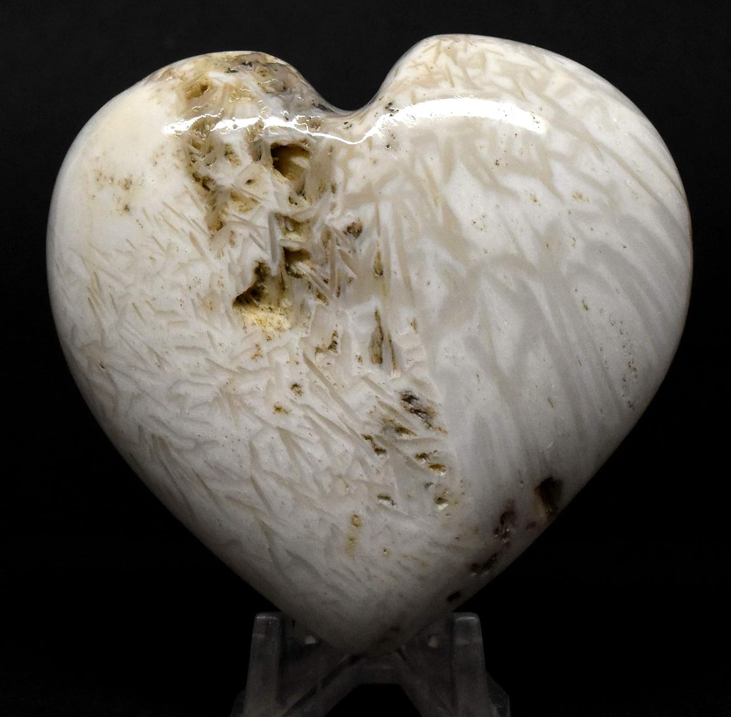 25 Inch White Scolecite Heart with Stand