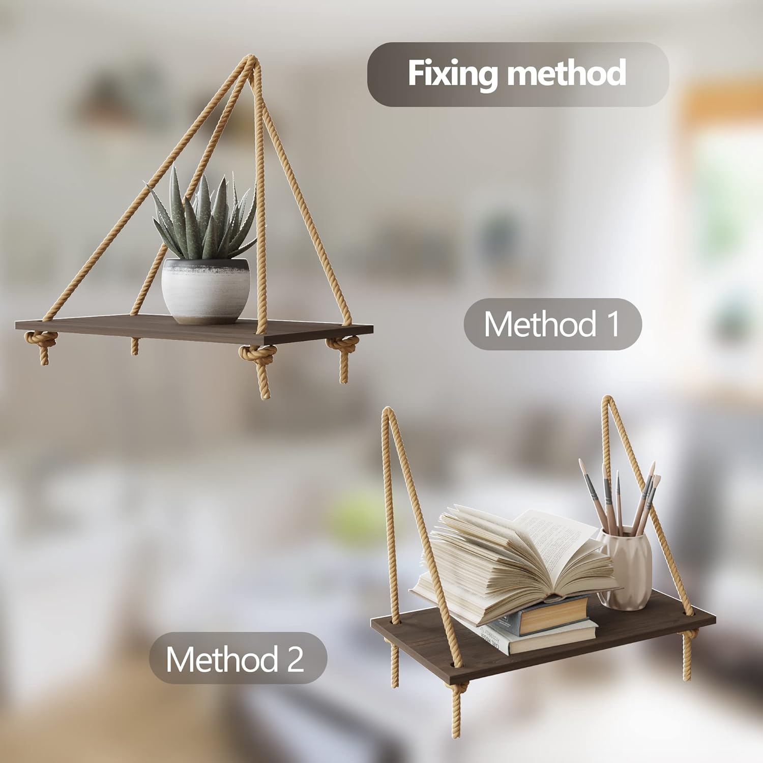 BAMFOX Hanging Wall Shelves Set of 2