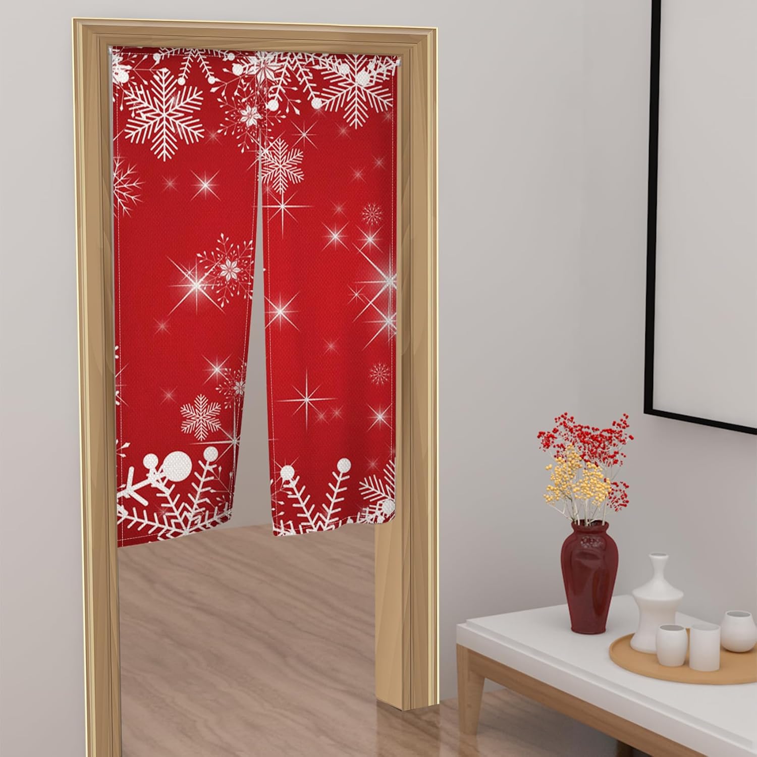 ChloropLastid Japanese Noren Door Curtain Red Christmas 34x60