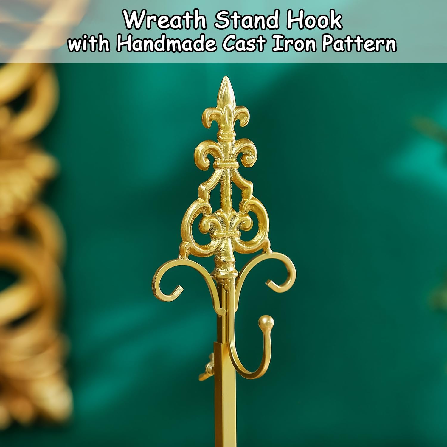 Adjustable Metal Wreath Stand with Wrought Iron Base