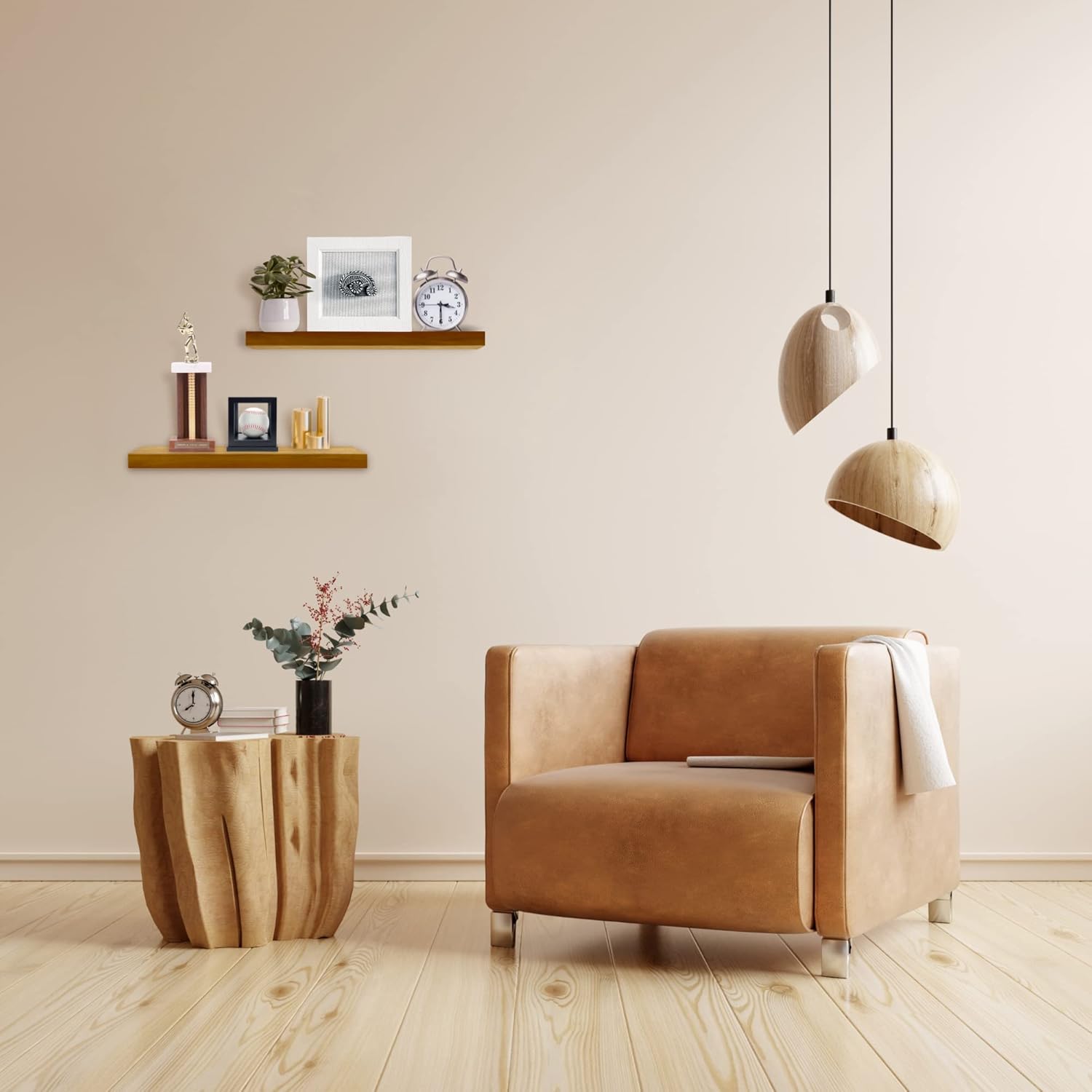 Teak Wood Floating Shelves 17x67 Pack of 2