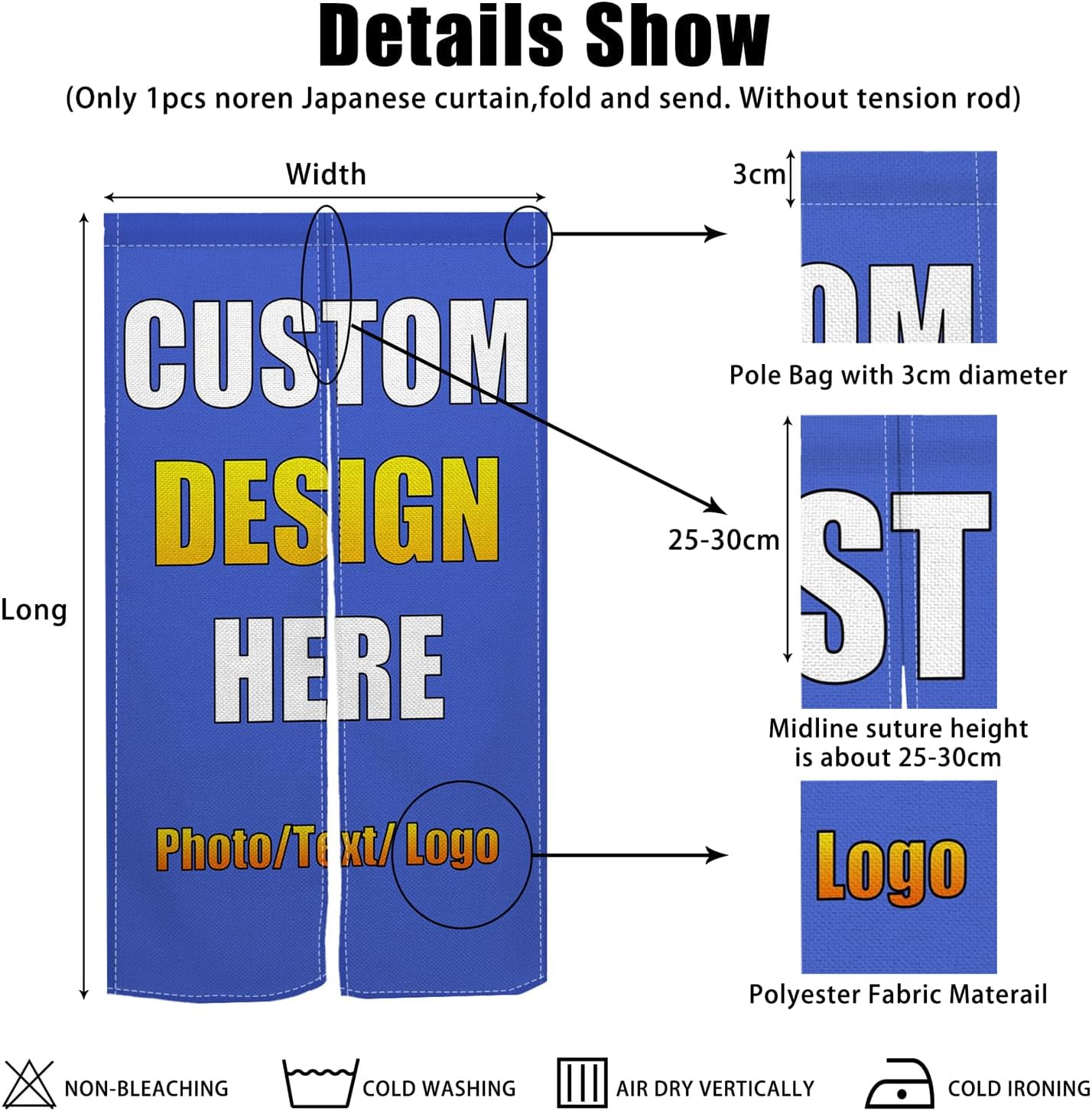 XMJJKUF Custom Noren Curtain Panel 34x48 Inch