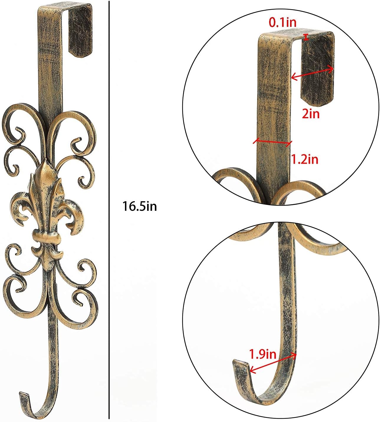 Jemeni 2 Pack 16 Inch Wreath Hanger Front Door Metal