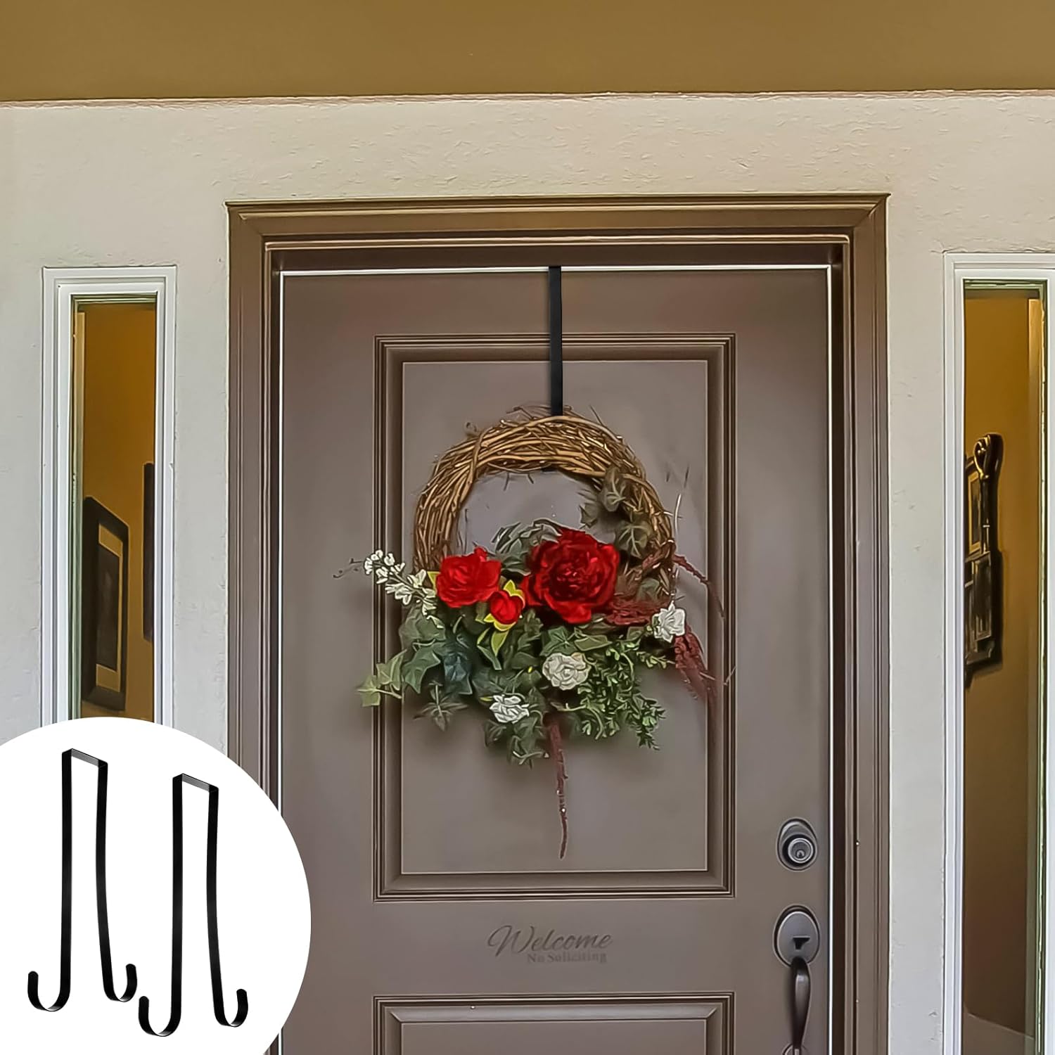 2 Pcs 12 Inches Double Sided Wreath Hanger for Front Door