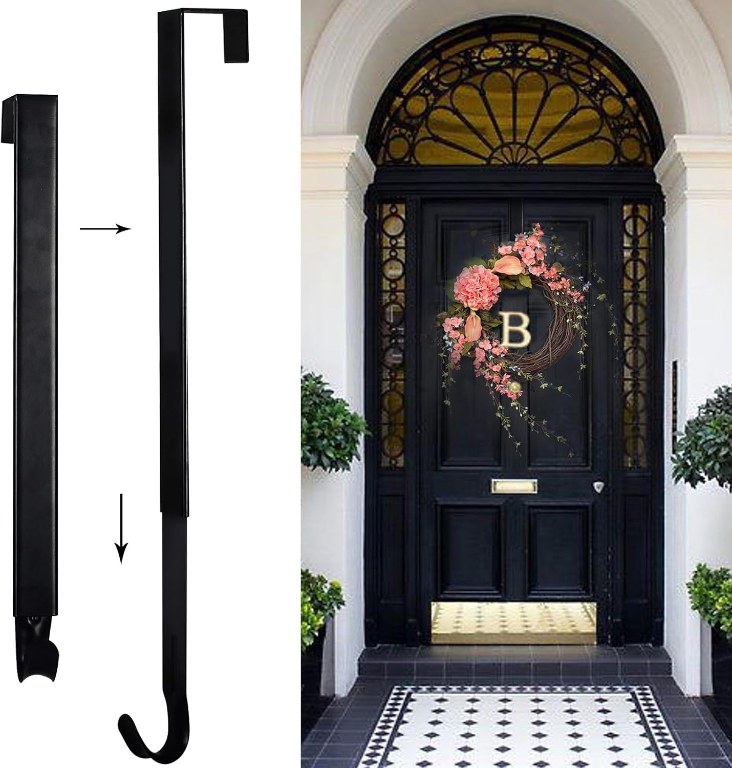 Shangtianfeng 2 Pack Adjustable Front Door Wreath Hangers