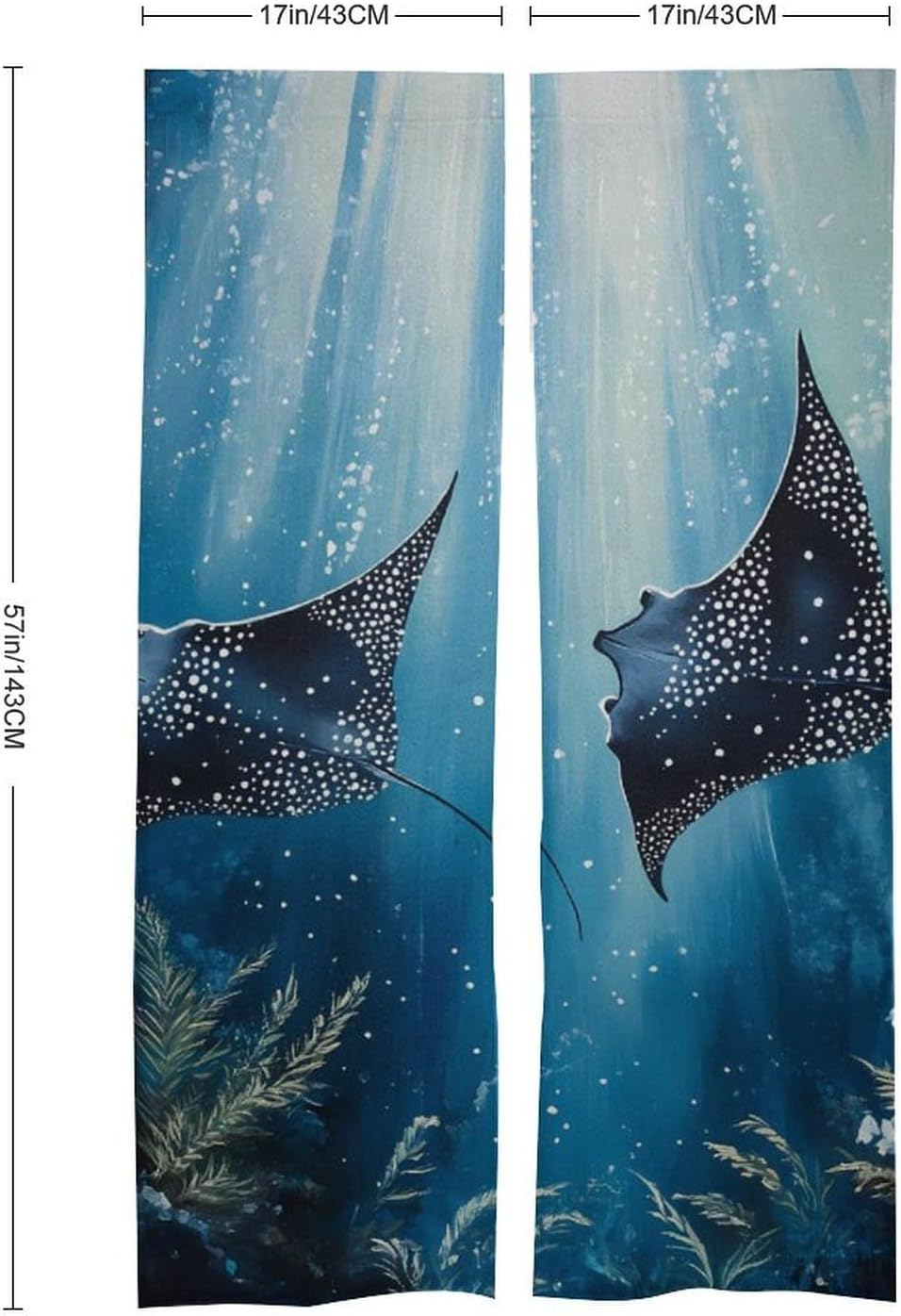 Manta Rays Ocean Noren Doorway Curtains Darkening Drapes Room Divider