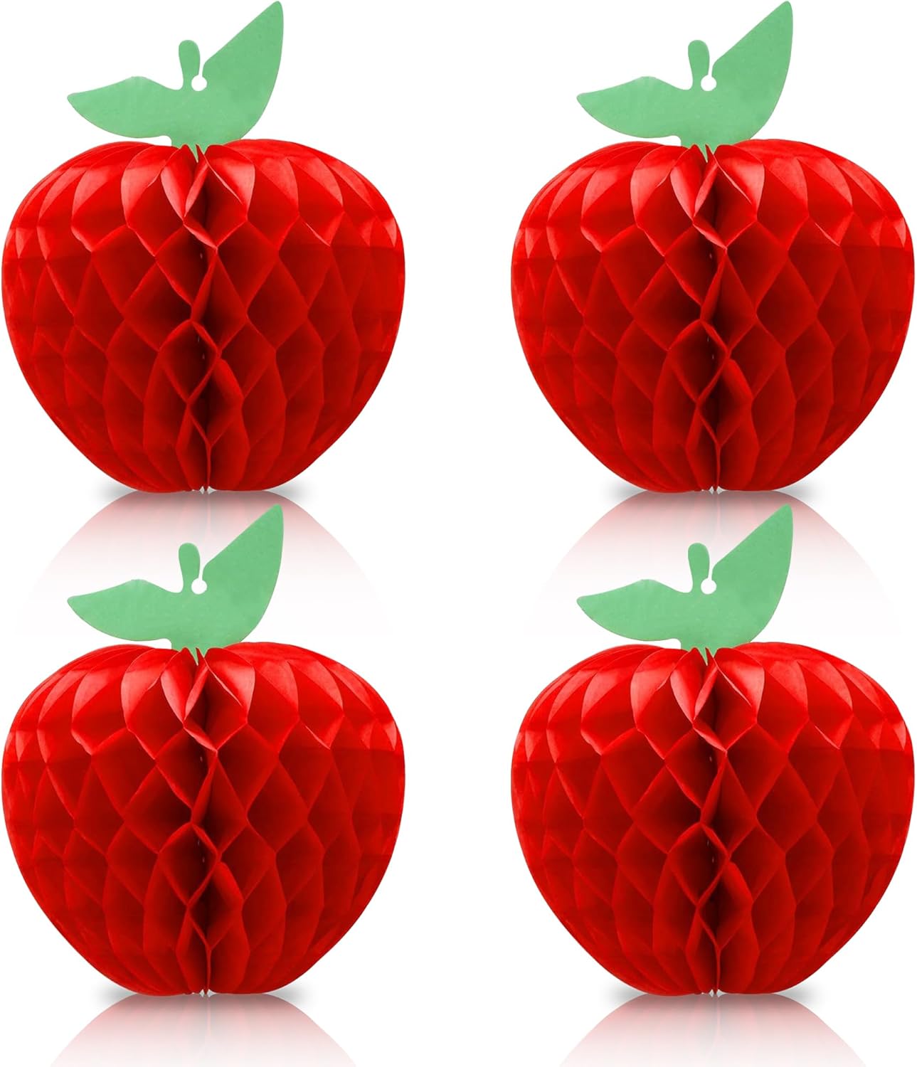 4 Pcs Red Honeycomb Apple Hanging Decorations