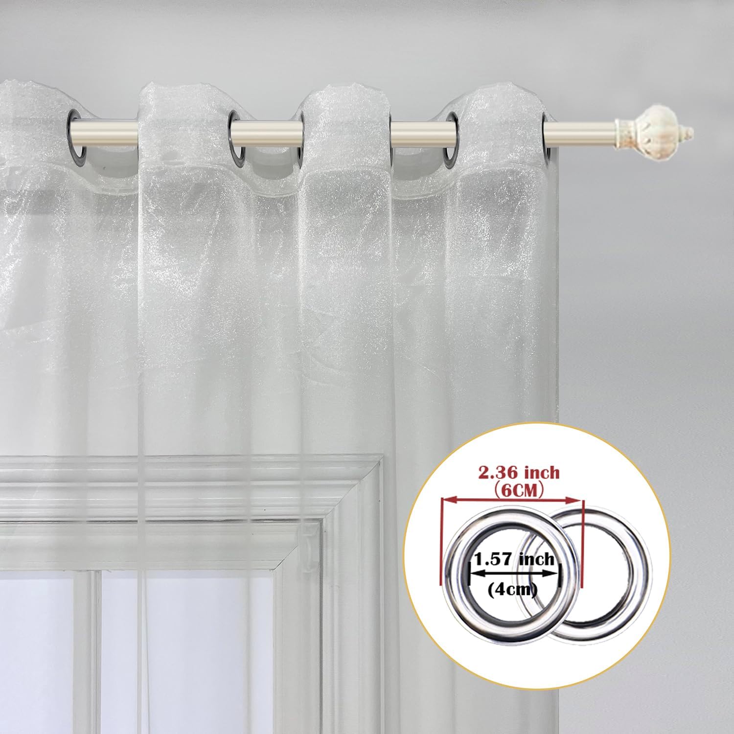 European Sheer Curtains 2 Panels W66 X L96 Inch