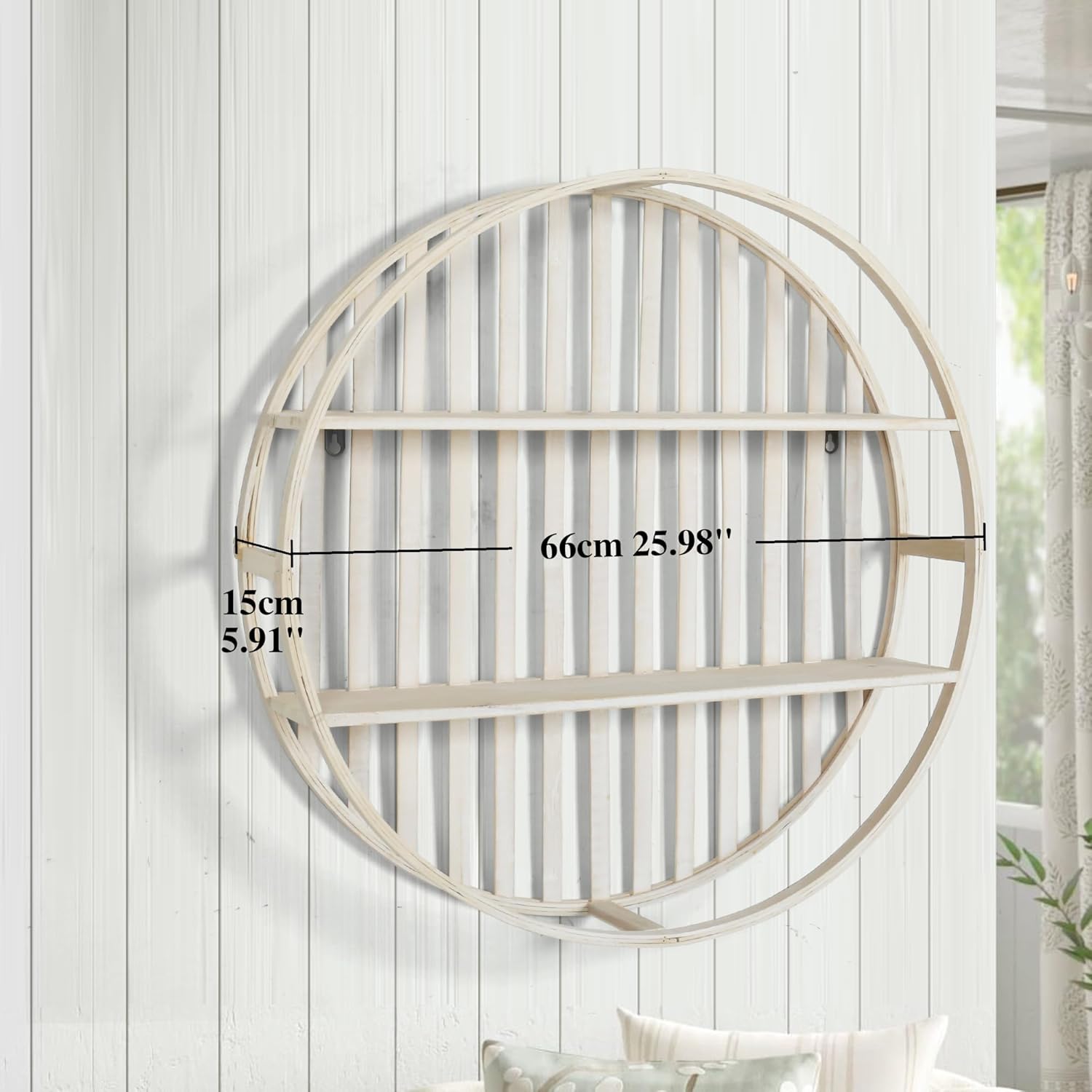 Oakrain 2-Tier Floating Bamboo Wall Shelves Dia2598