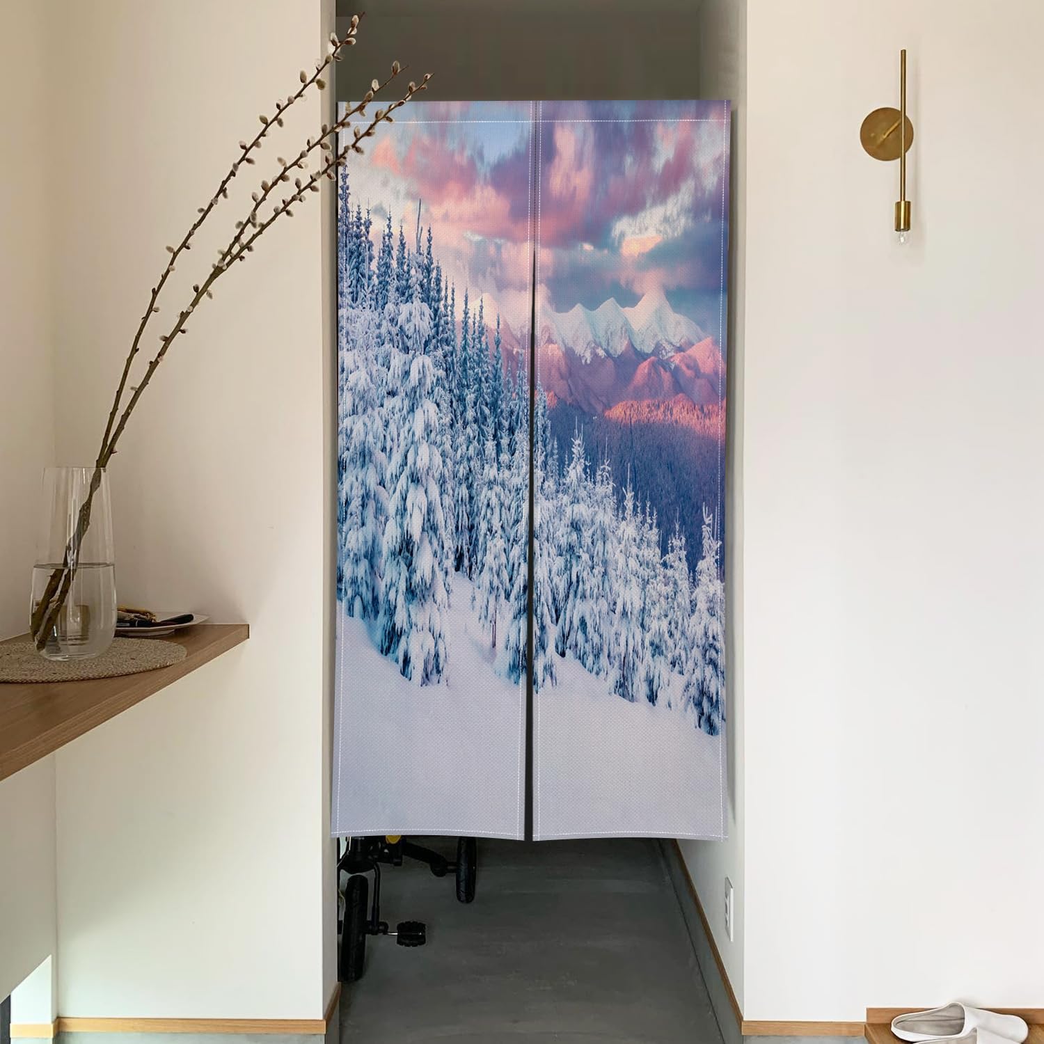 ChloropLastid Winter Wonderland Noren Door Curtain 34x60 Inches