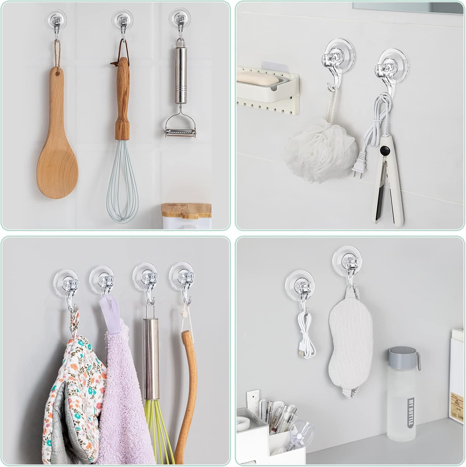 3 Pack Heavy Duty Clear Suction Wreath Hanger Hooks