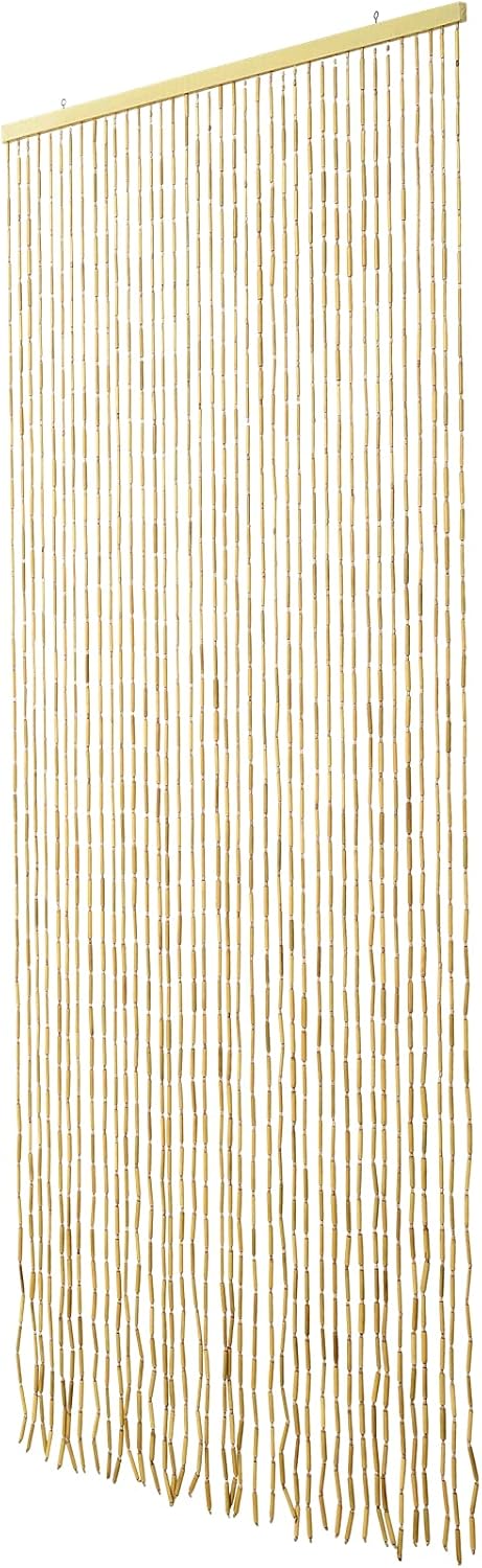 FlavorThings 36x79 inch Natural Wood Bamboo Beaded Curtain Room Divider