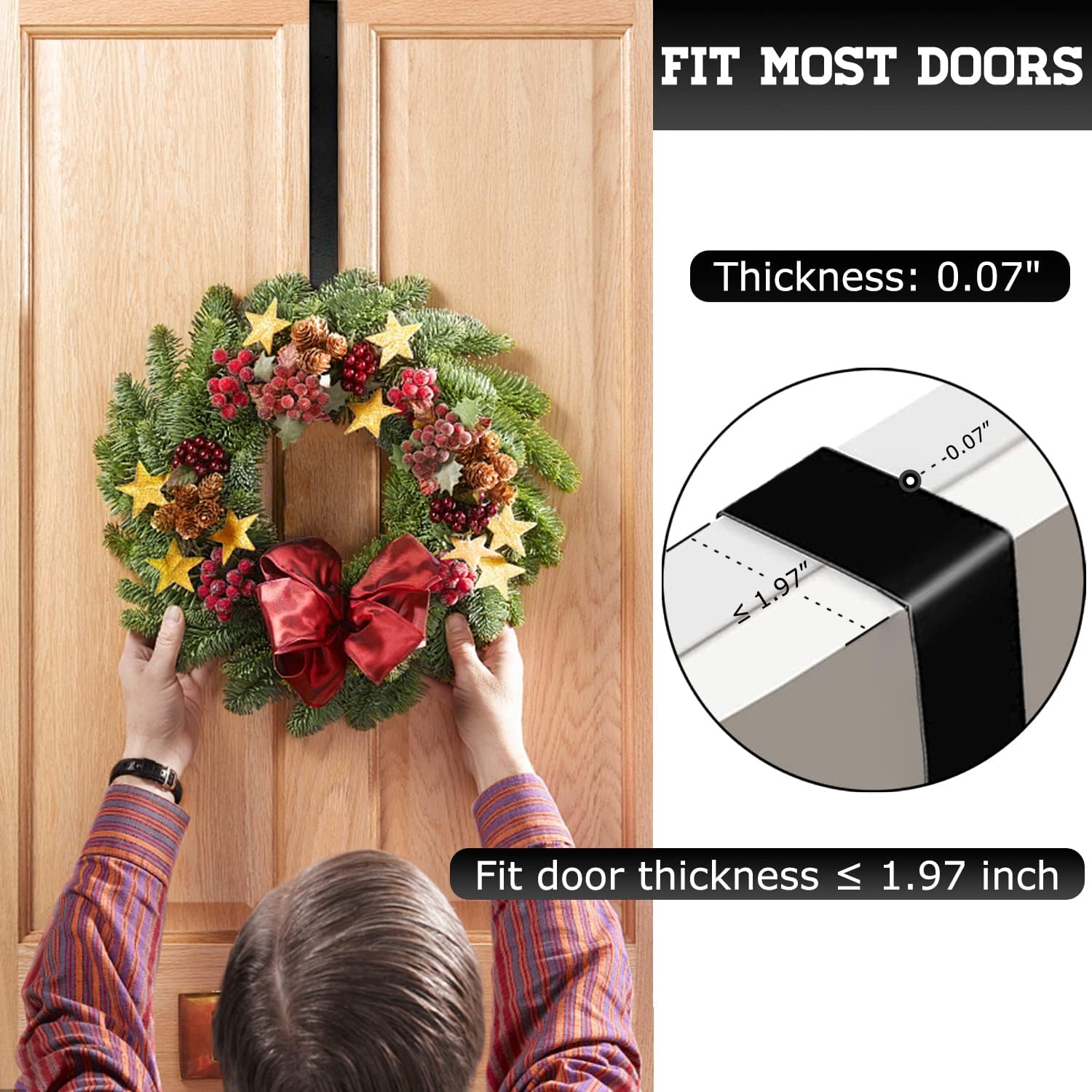Komotu 15 Inch Wreath Hanger for Front Door