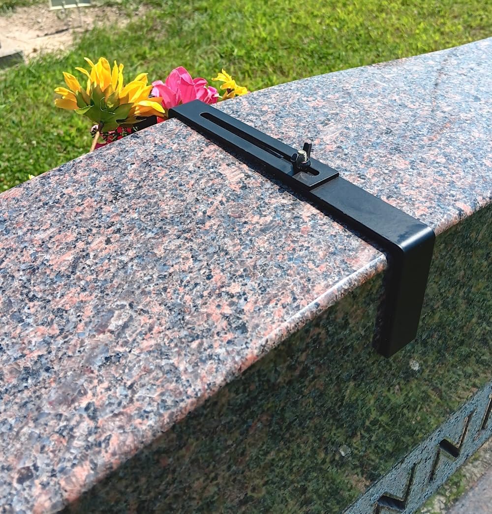 Carson Adjustable Headstone Wreath Holder - Black Metal