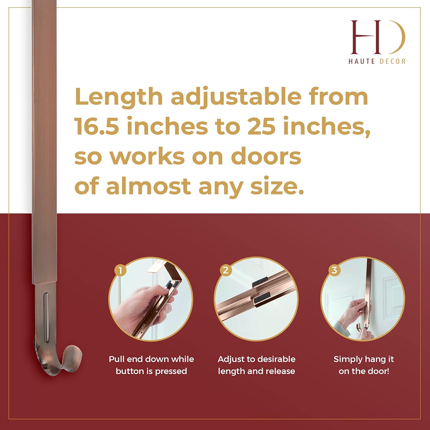Haute Decor Adjustable Length Wreath Hanger - 20 Lb Capacity
