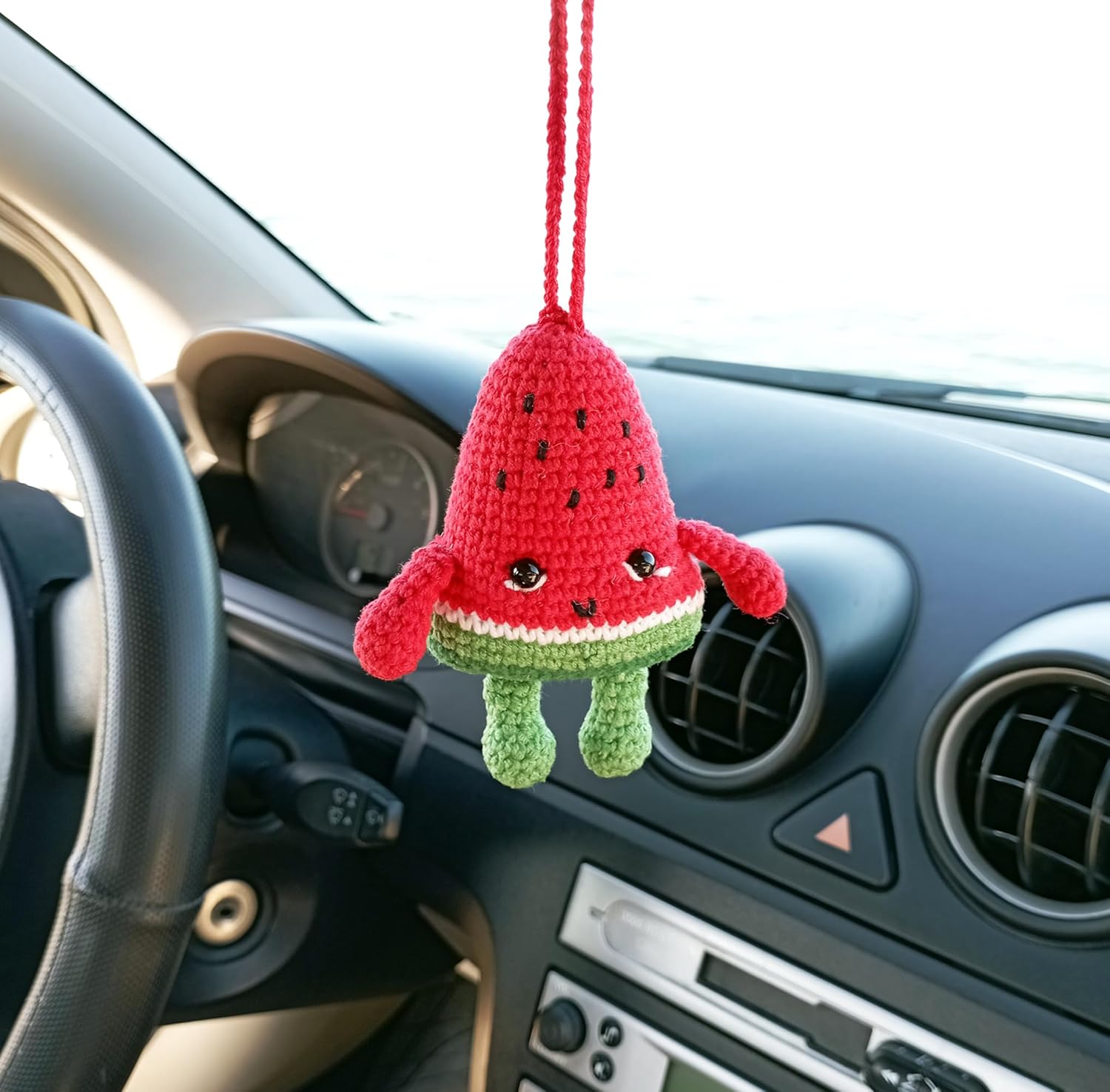 Watermelon Crochet Mirror Holder Cute Car Accessories Decor