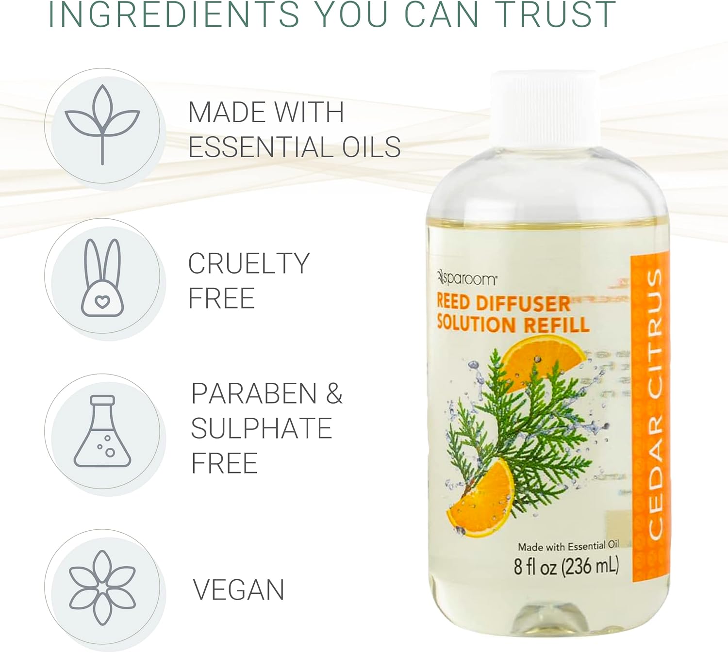 SpaRoom Reed Diffuser Oil Refill Cedar Citrus 8oz