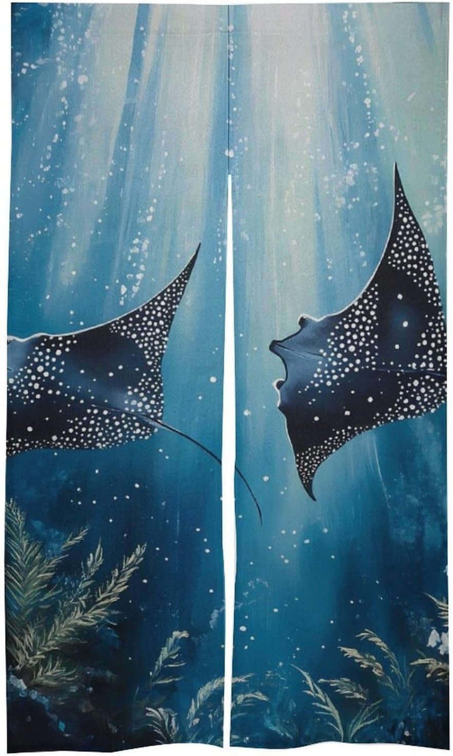 Manta Rays Ocean Noren Doorway Curtains Darkening Drapes Room Divider
