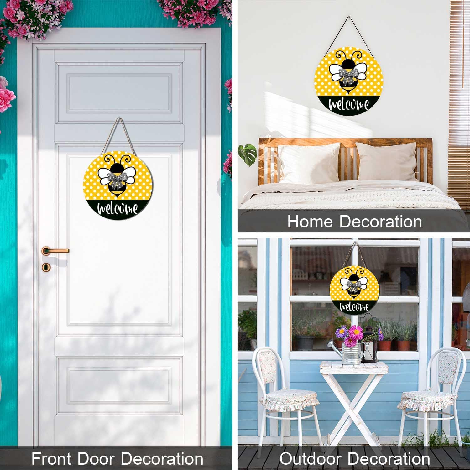 Ceutoiy Bee Wreath Hanger for Front Door Decor
