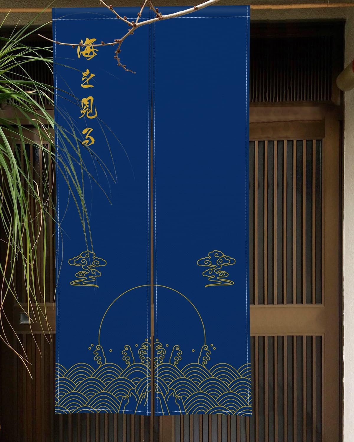 Japanese Noren Door Curtain with Lucky Clouds Pattern