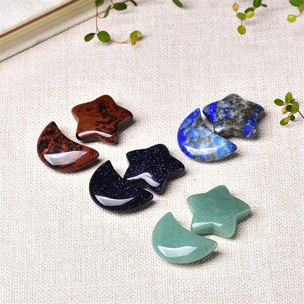 DOUKI 1Set White Turquoise Quartz Crystal Moon Shape Stone Decoration