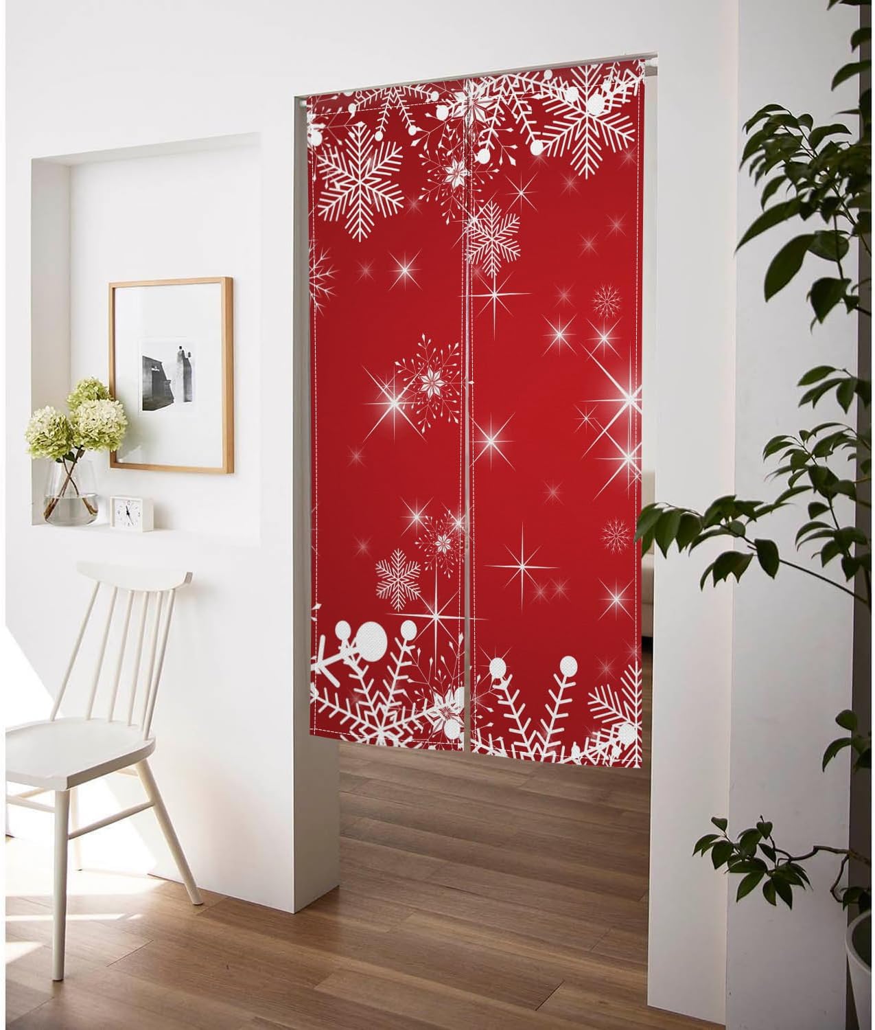 ChloropLastid Japanese Noren Door Curtain Red Christmas 34x60