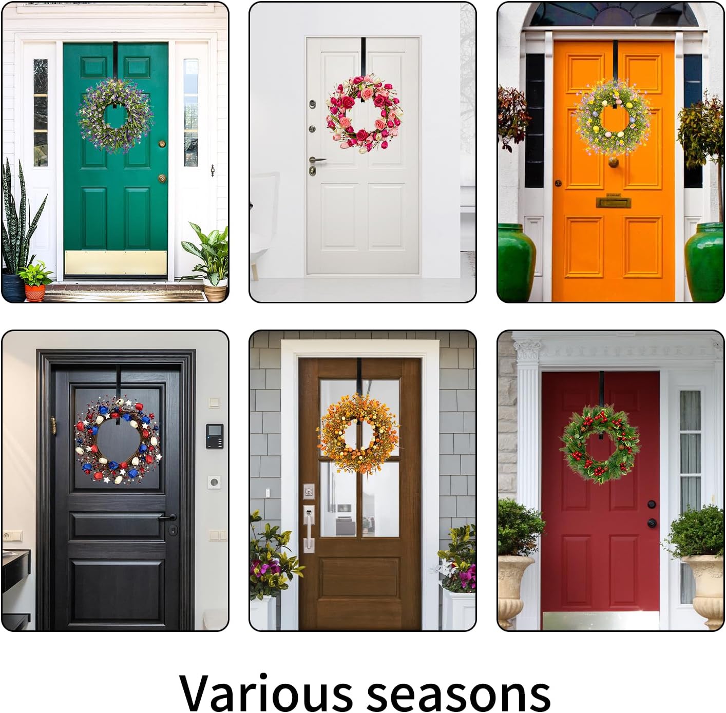 Adjustable Wreath Hanger for Front Door Black 1