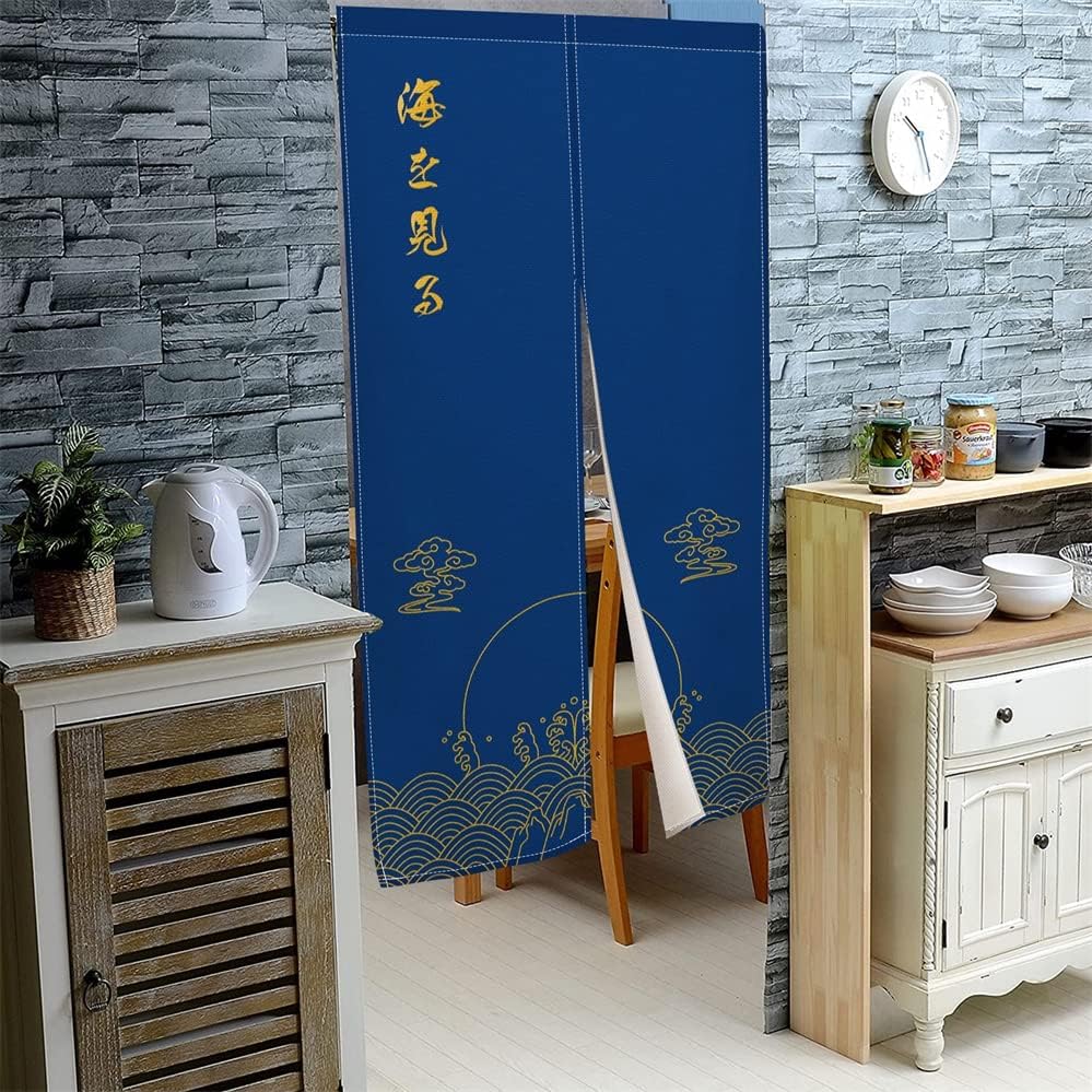 Leowefowa Japanese Noren Curtain with Lucky Clouds Design