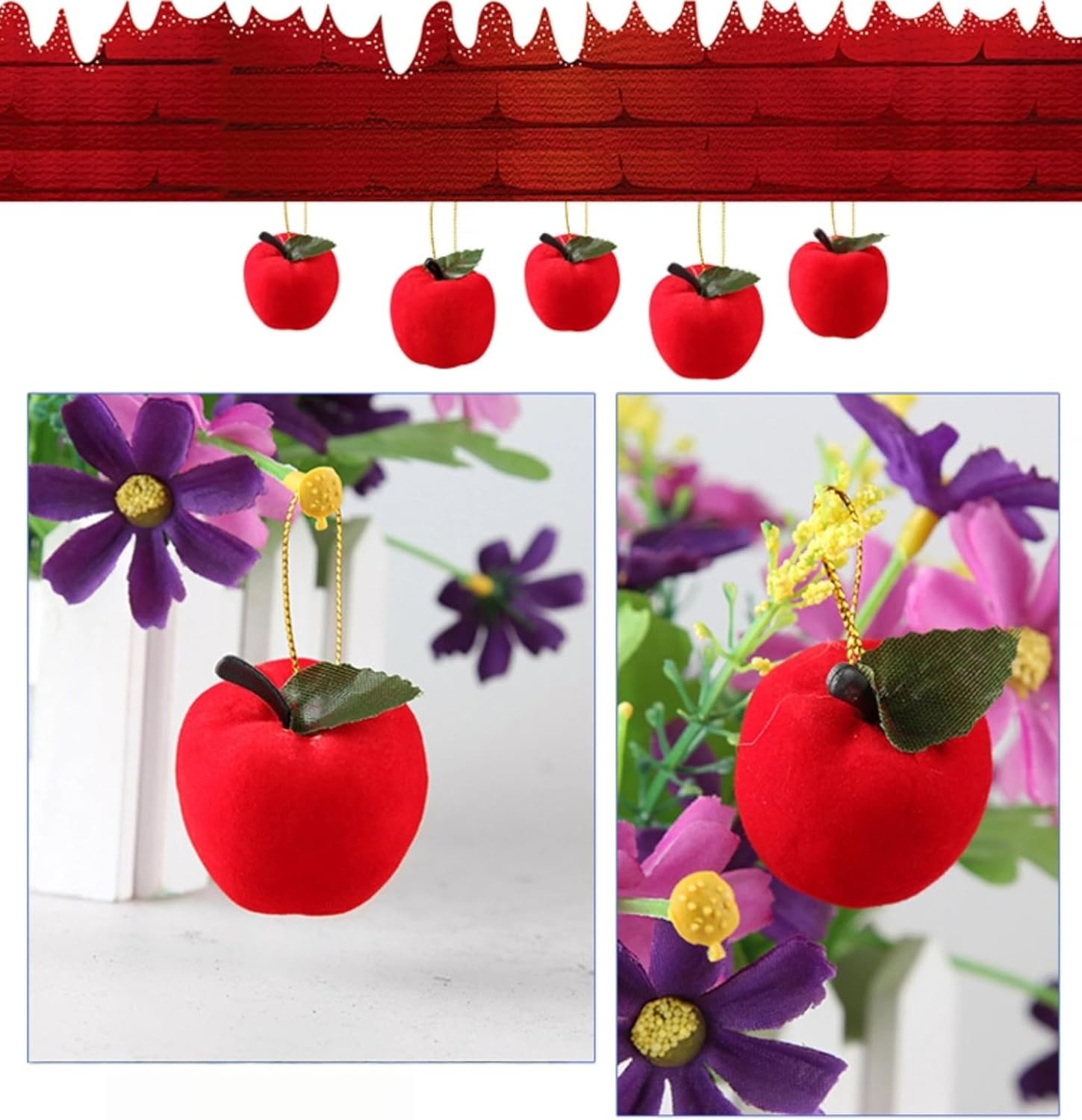 24pcs 3D Felt Apple School Party Decorations