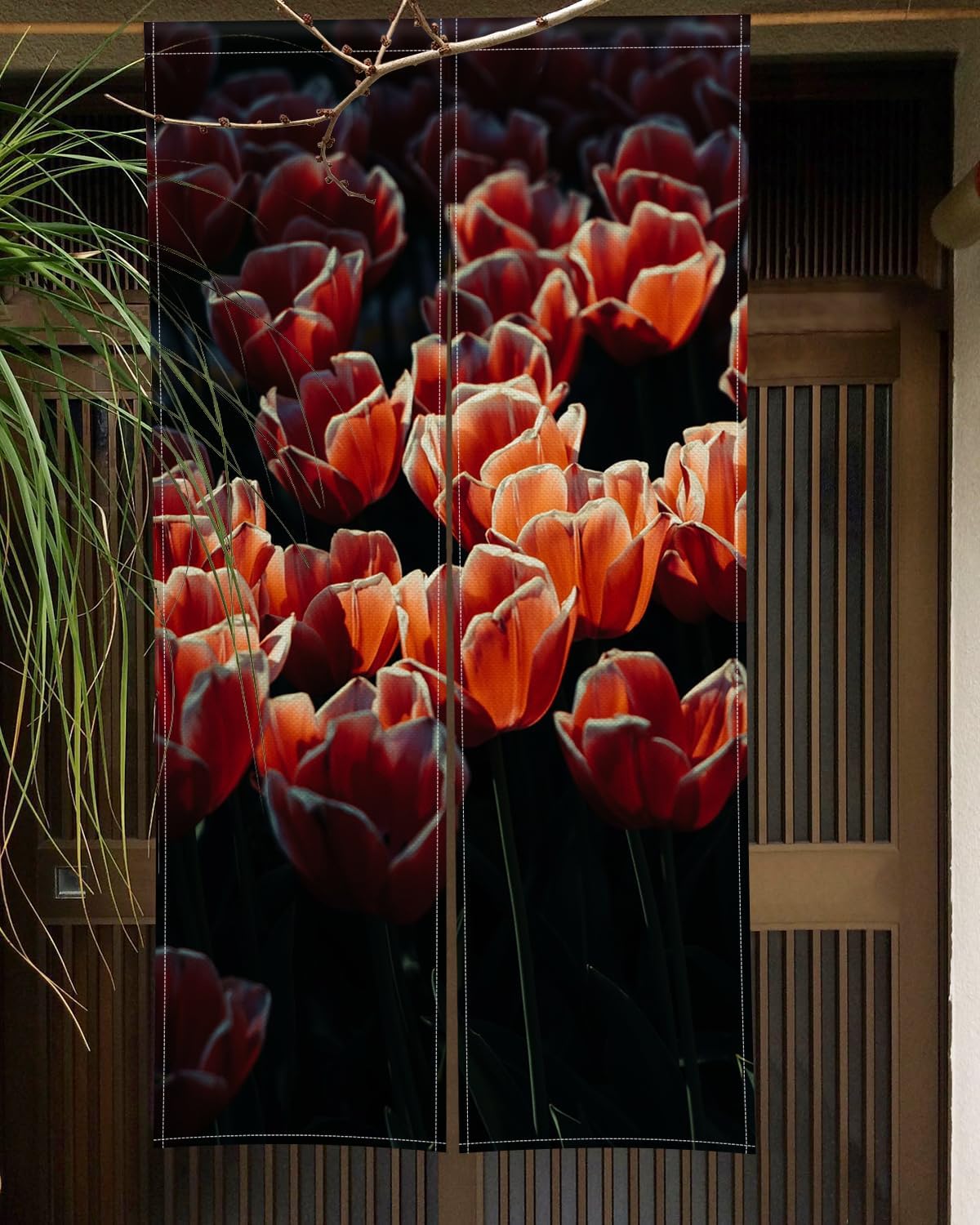 Japanese Noren Door Curtain Floral Panel 34x60