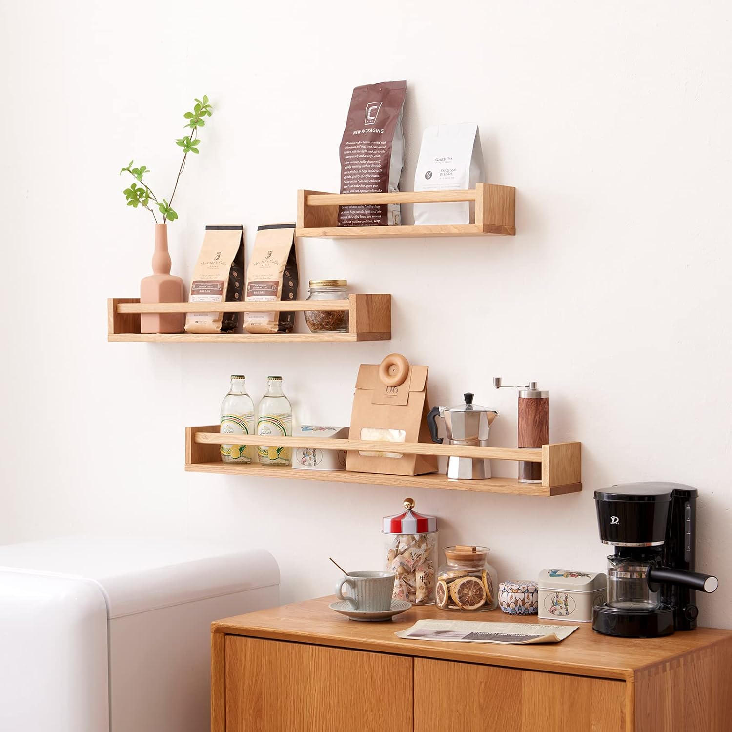 Oak Nursery Shelves 32 Inch Wall Mounted Floating Bookshelf