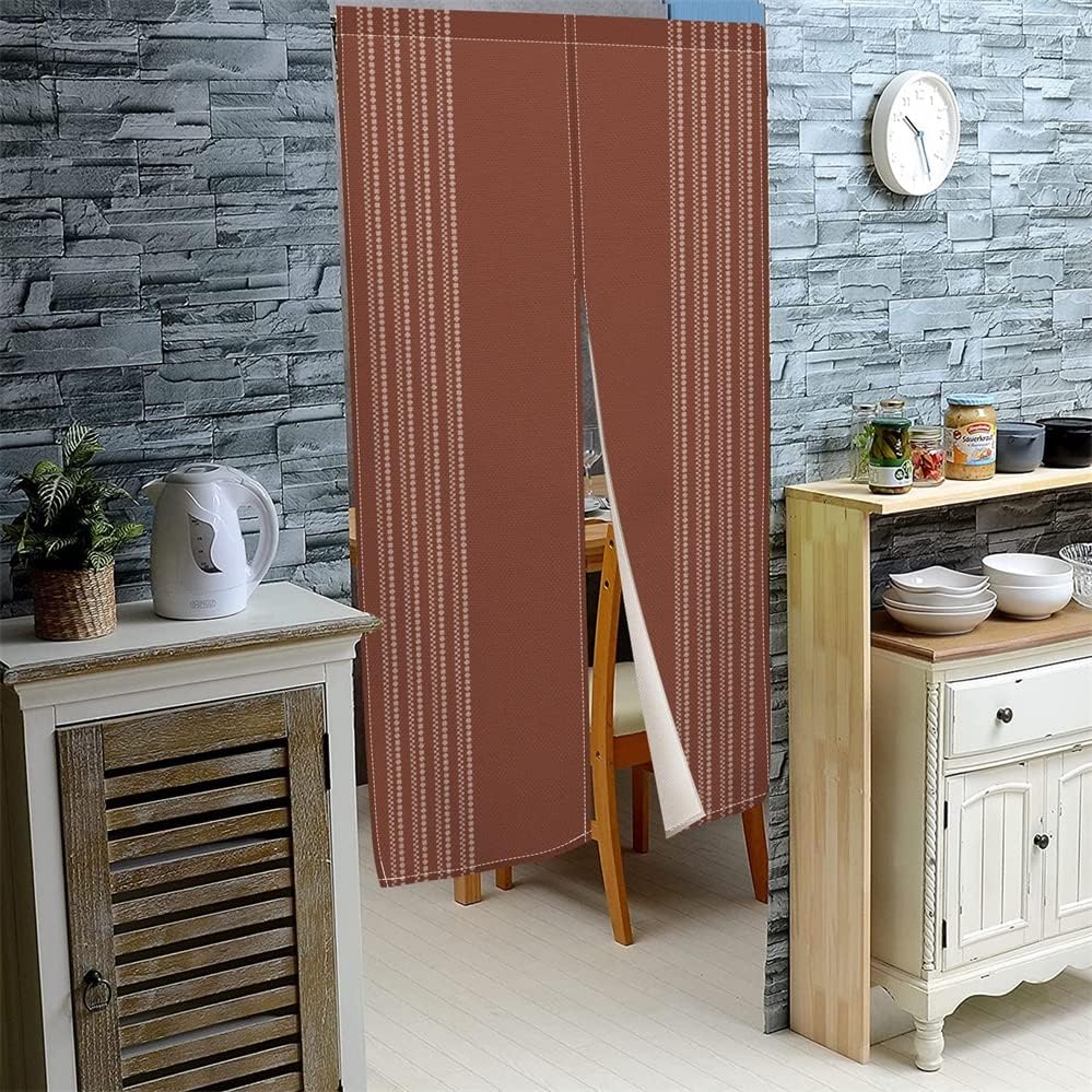 Leowefowa Japanese Noren Door Curtain Panel 335x59 Inch Beads Brick Red