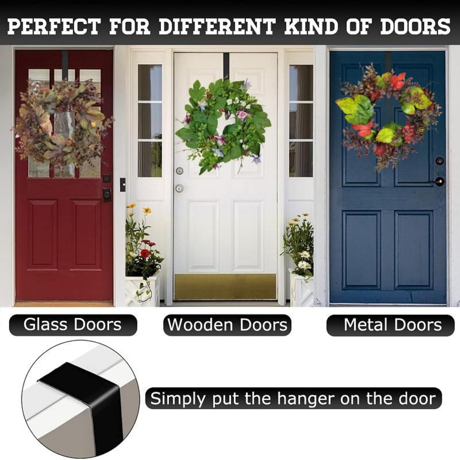 15 Inch Heavy Duty Metal Wreath Hanger Black 1Pcs