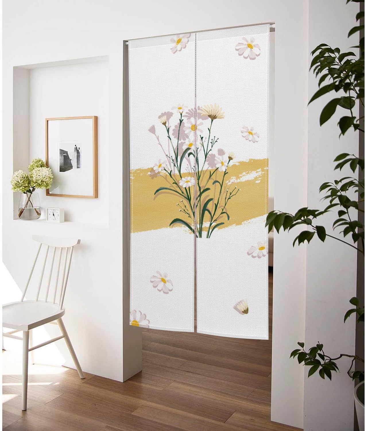 Daisy Flower Japanese Noren Door Curtain 34x60