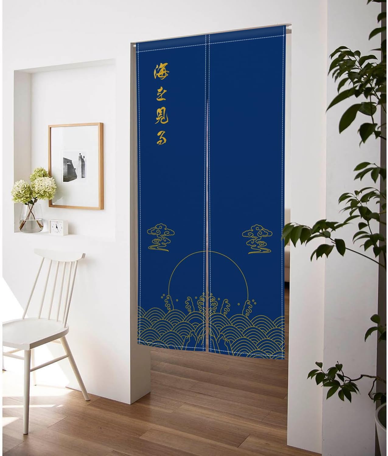 Japanese Noren Door Curtain with Lucky Clouds Pattern